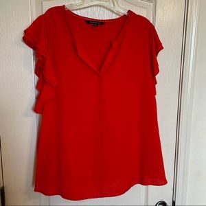 Zac & Rachel | Red flutter sleeve blouse